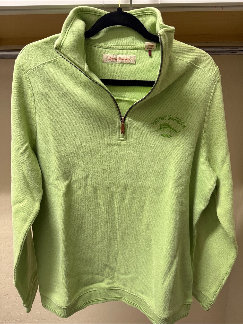 Tommy Bahama Lime Green Quarter-Zip Pullover Sweater size S